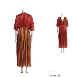 Ranna Gill Orange, Red, and Rust Maxi-Dress Sz L